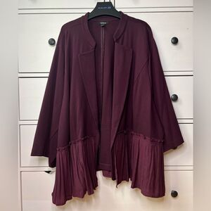 Torrid size 6x open cardigan jacket blazer‎ Ponte Fabric Mixed Peplum Like New